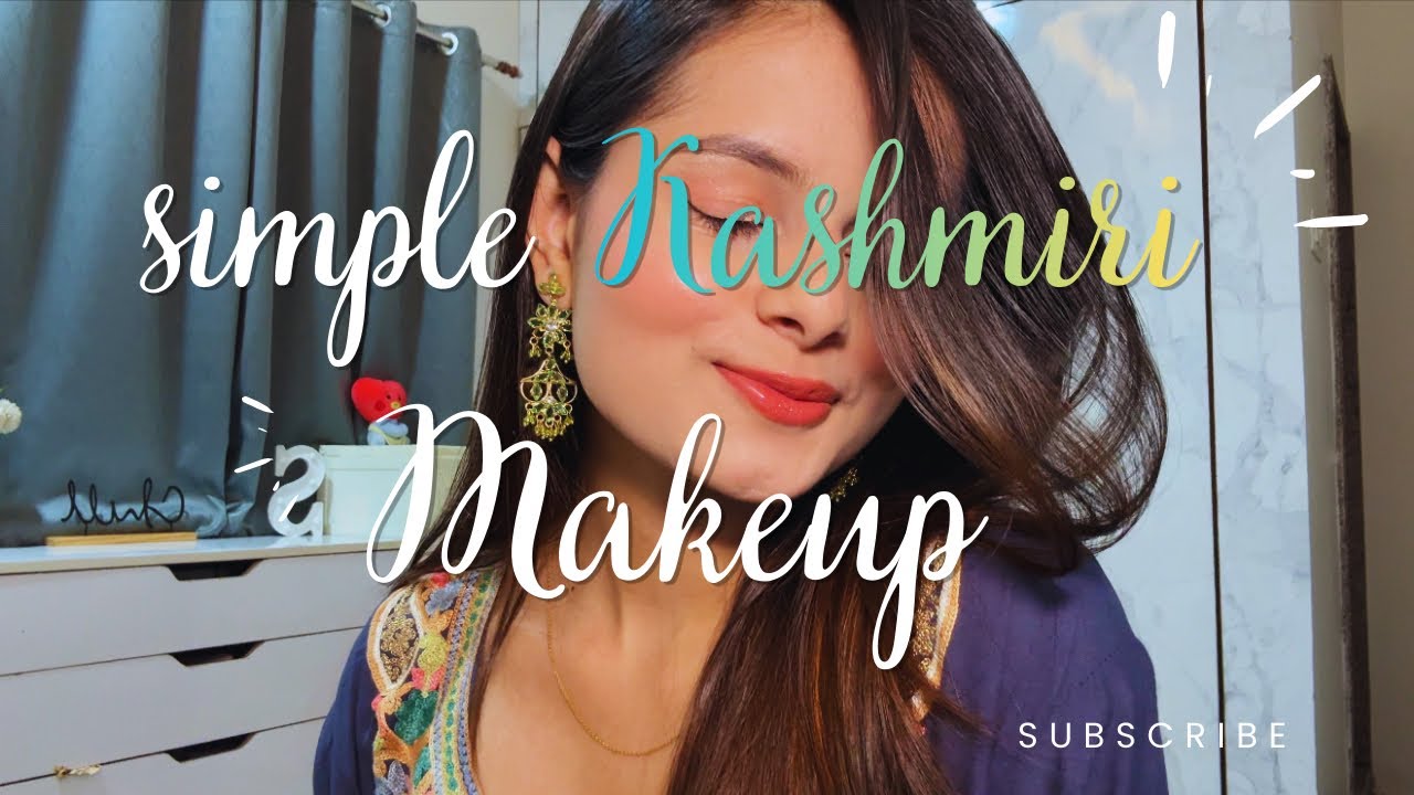 Simple Kashmiri makeup🩵🦢🌷