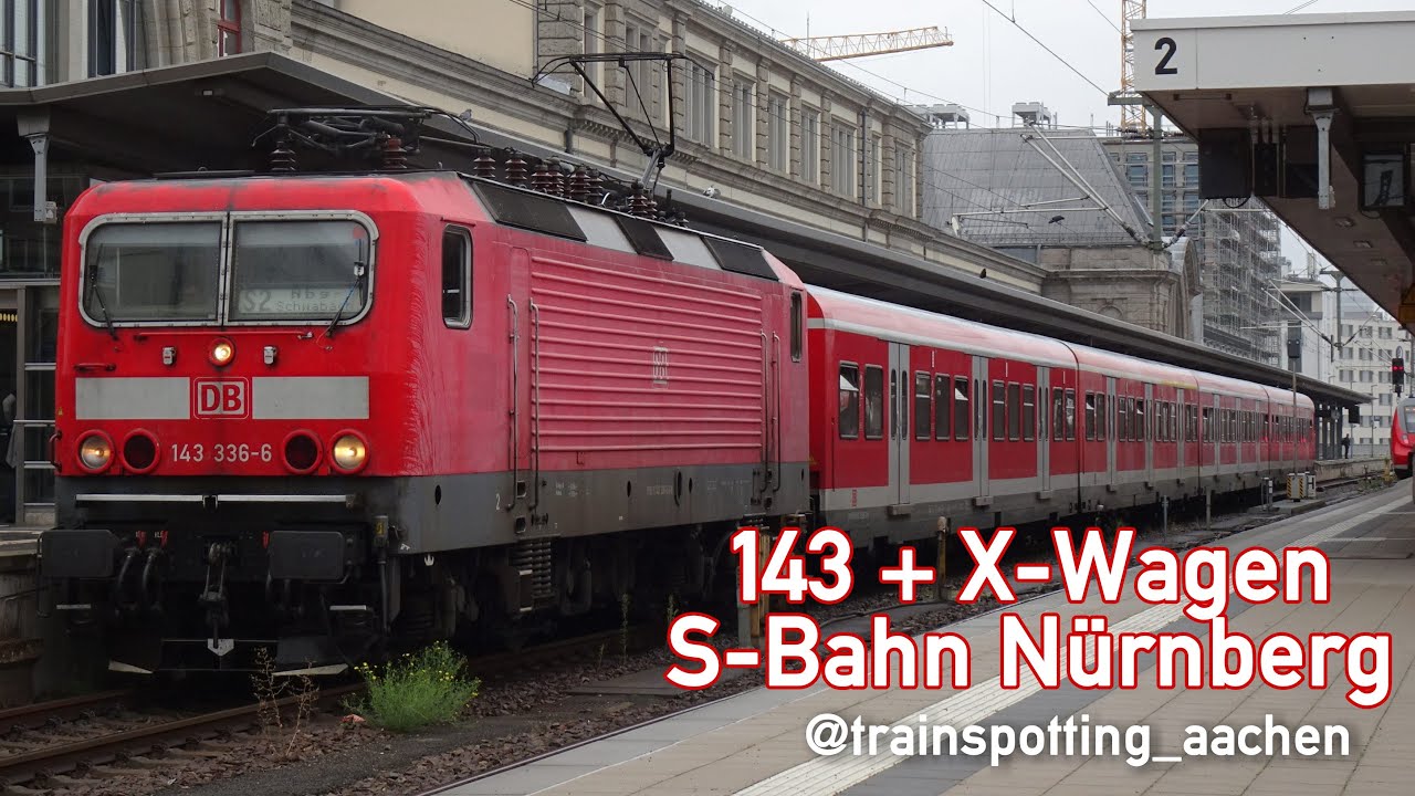 BR 143 + X-Wagen bei der S-Bahn Nürnberg, September 2020.