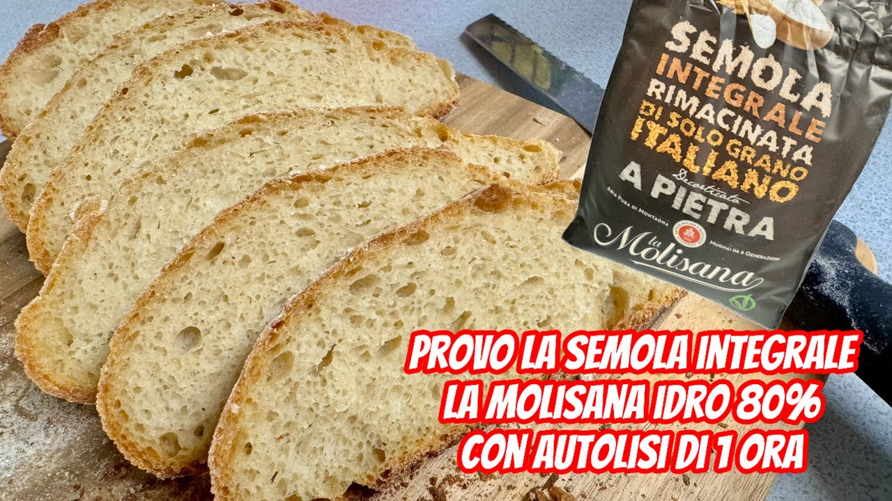 Provo la semola rimacinata integrale La Molisana, idro 80%, autolisi 1 ora. Ricetta in descrizione.