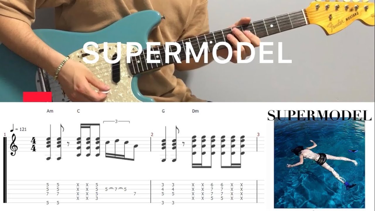 M&aring;neskin - SUPERMODEL (guitar cover with tabs & chords)