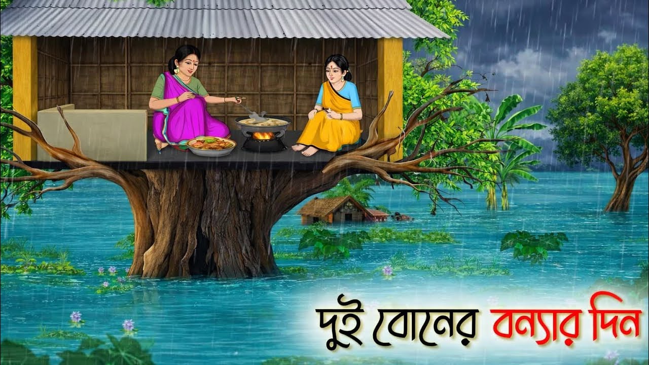 দুই বোনের বন্যার দিন | Bengali Fairy Tales Cartoon | Rupkothar Bangla Golpo | Thakumar Jhuli