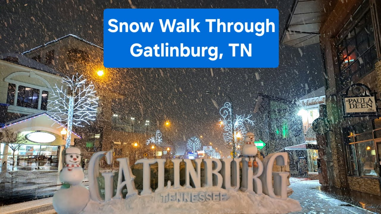 Snowy Walk Through Gatlinburg, Tennessee