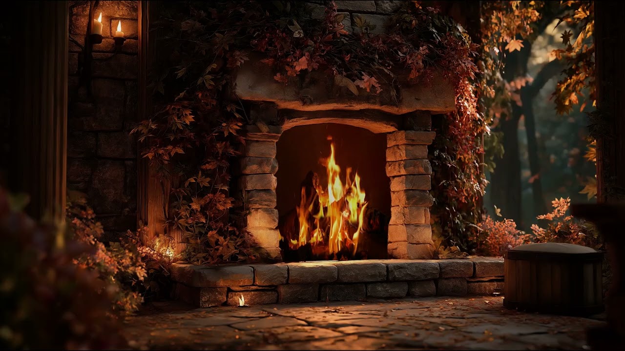 Tranquil Fireplace Night with Soft Crackling Fire Sounds for Rest and Inner Peace