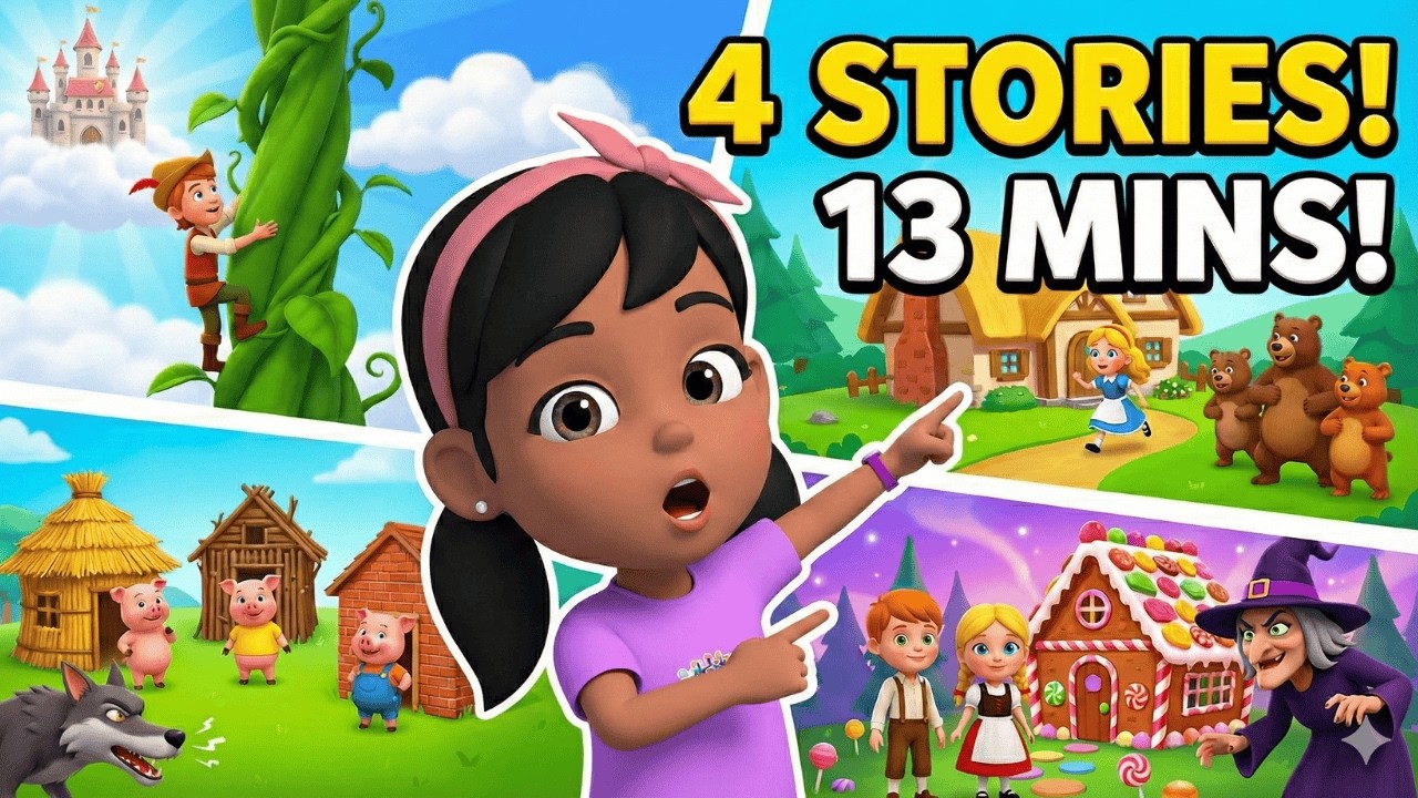 4 Classic Fairy Tales for Kids: 3 Little Pigs, Goldilocks & More!