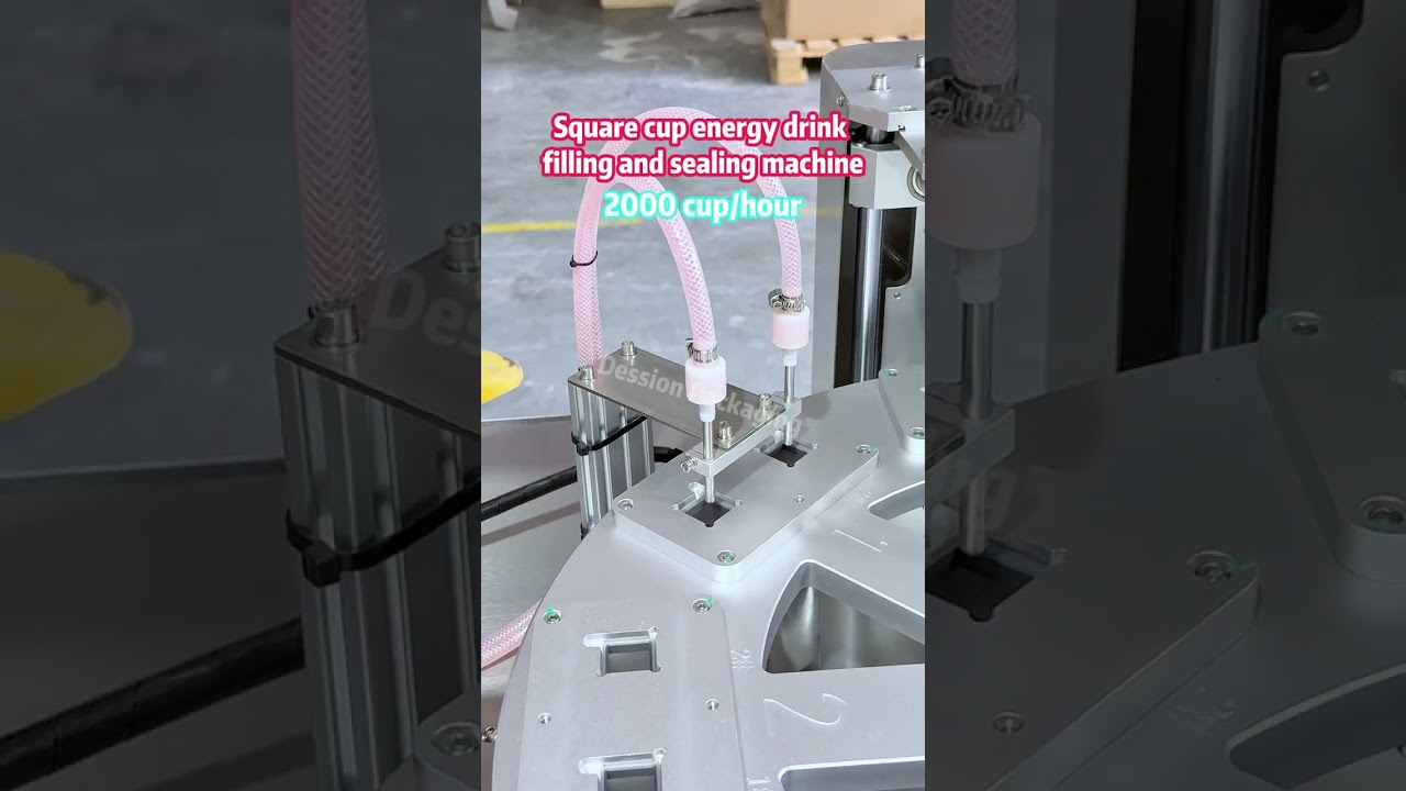 High Precision Square Cup Energy Drink Filling & Sealing Machine | Automatic Beverage Cup Packaging
