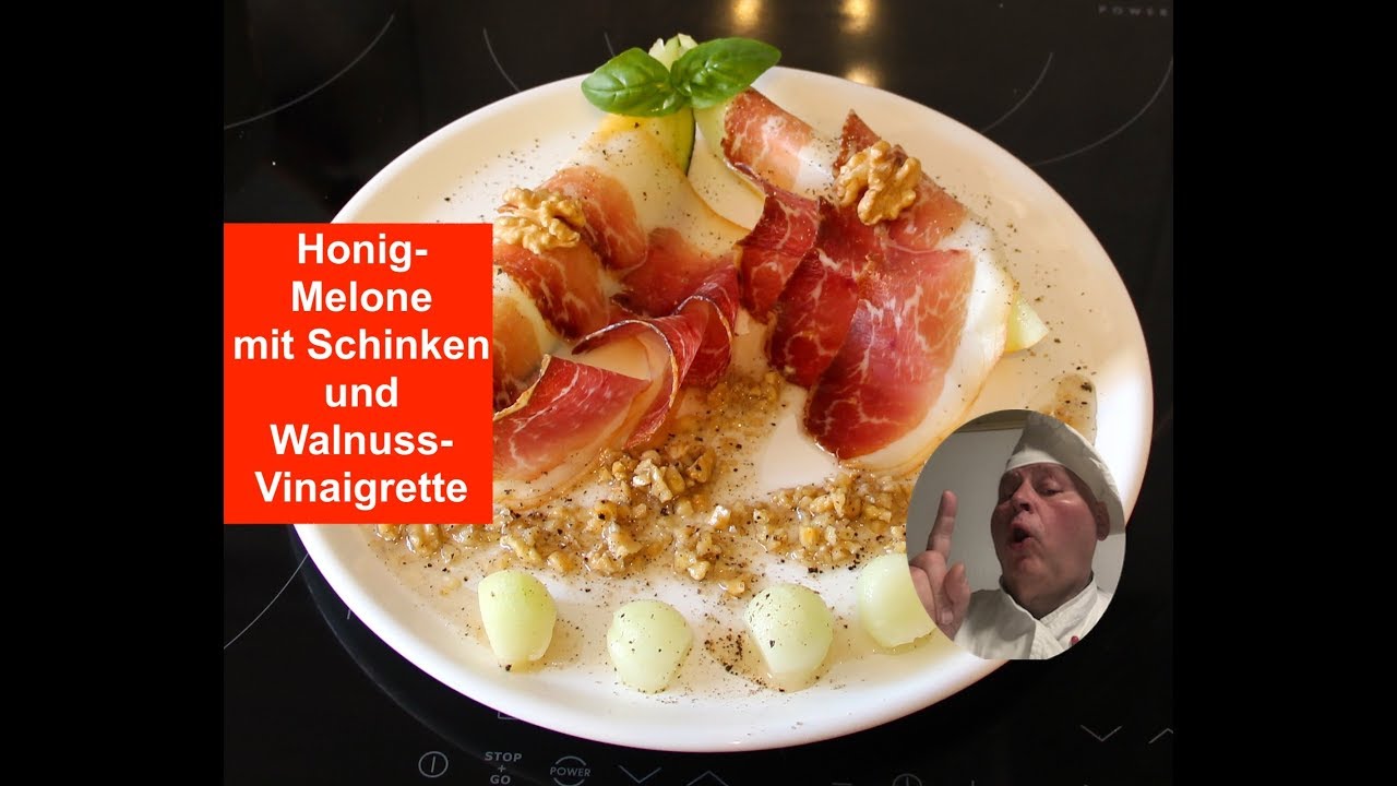Honigmelonen mit Schinken und Walnuss-Vinaigrette