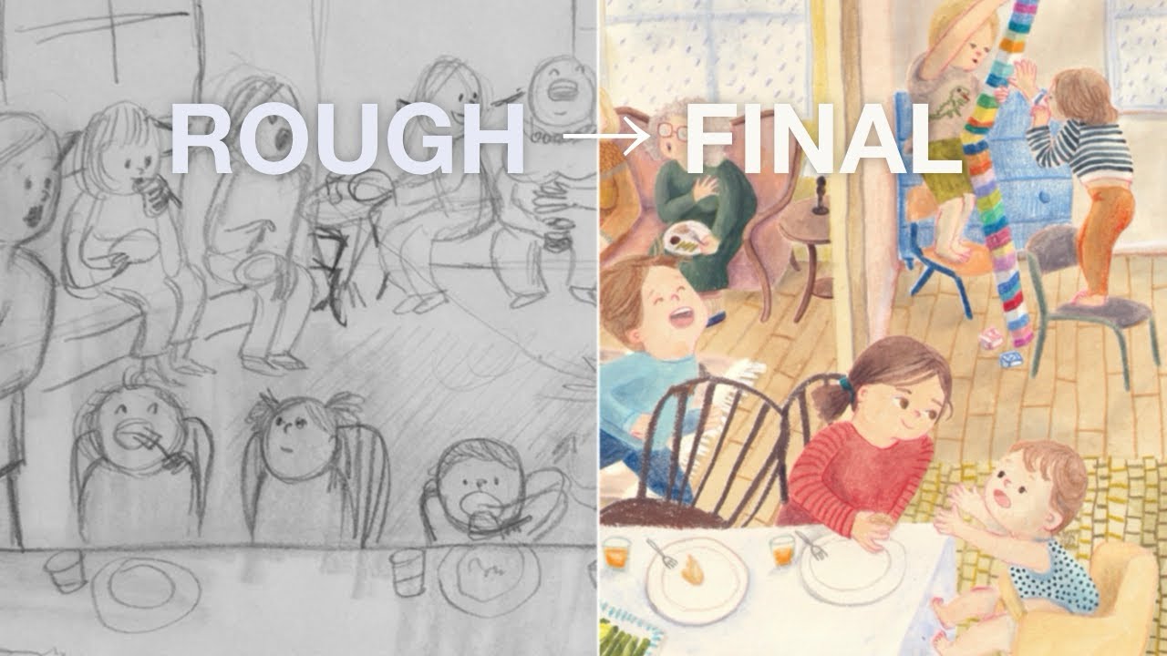 Children’s Book Full Spread Process | Rough Sketch to Final (ASMR, No Music)