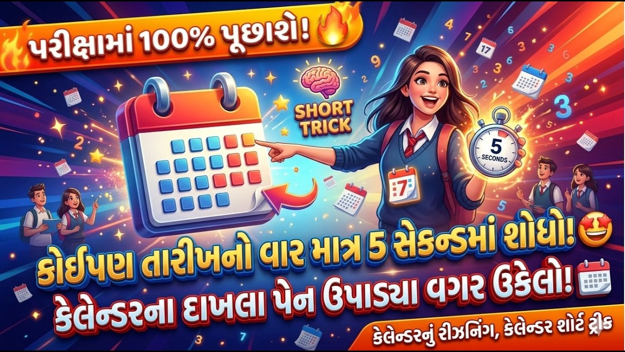 કેલેન્ડરનું રીઝનિંગ Calendar Reasoning Tricks CCE, GPSC, TET, TAT, Police Constable, Clerk EXAM