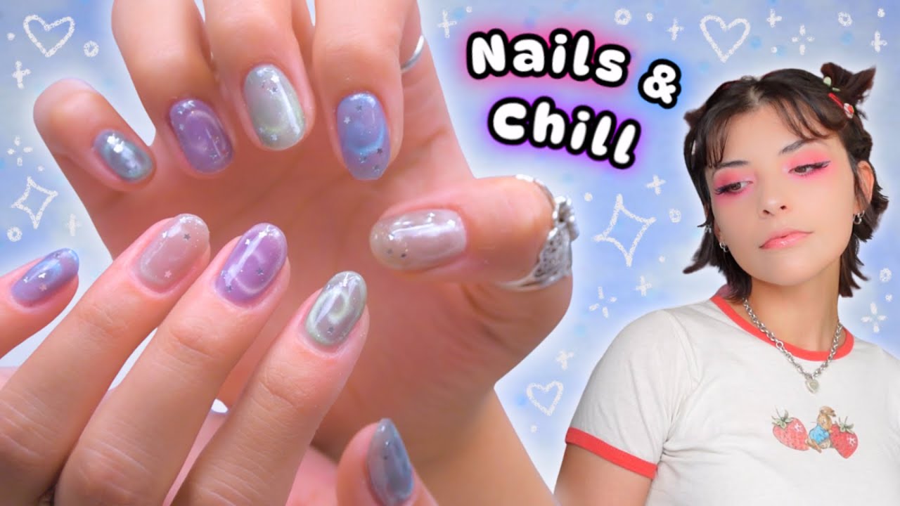 ⋆˚🌸 Nails & Chill | Ep.12 🌈 Cat-Eye Swirls on Hard Gel 🐛˚₊
