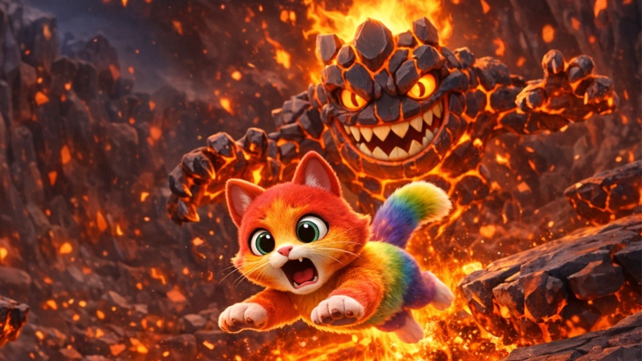 Rainbow Cat’s Lava Jump Went Terribly Wrong