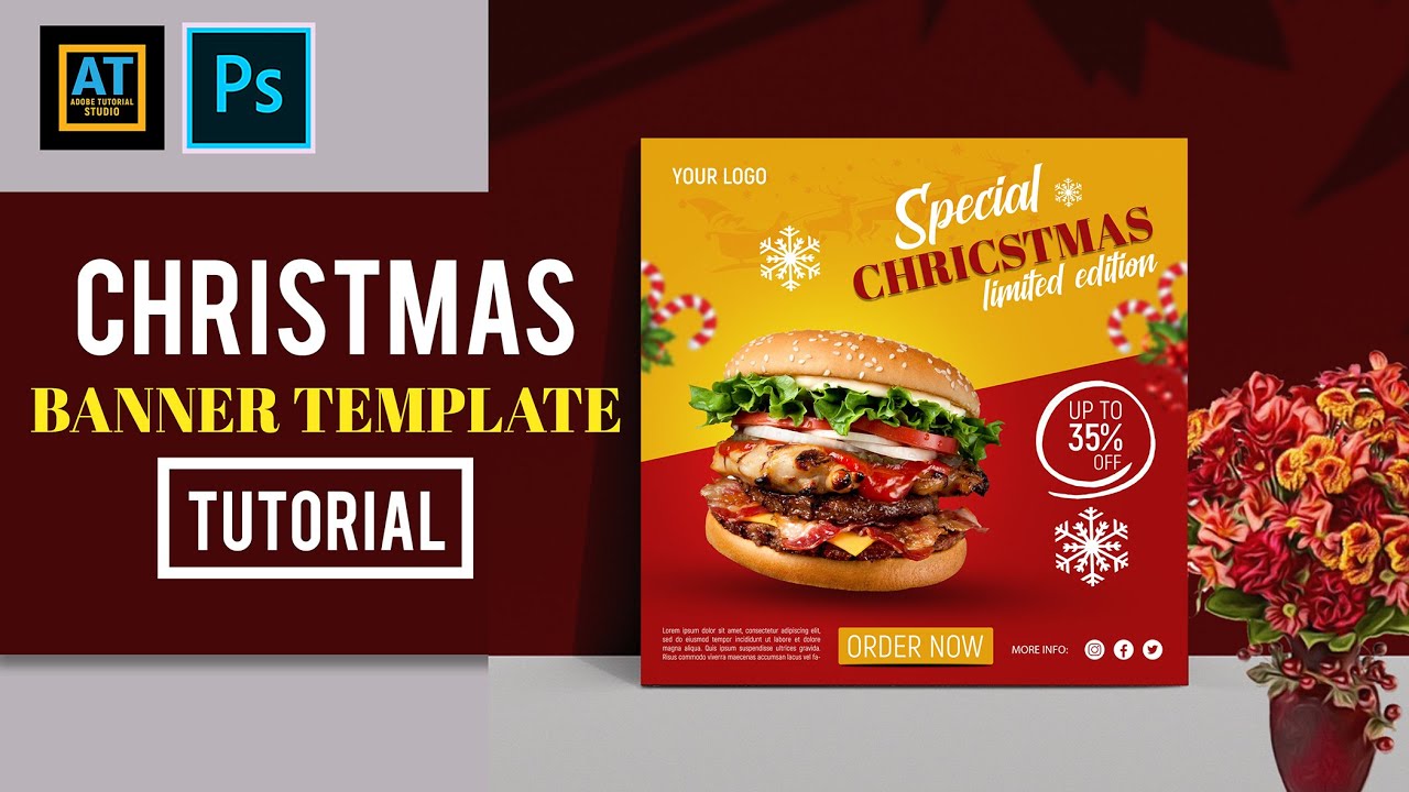 How to make Christmas Banner Template  in Adobe Photoshop | Adobe Tutorial