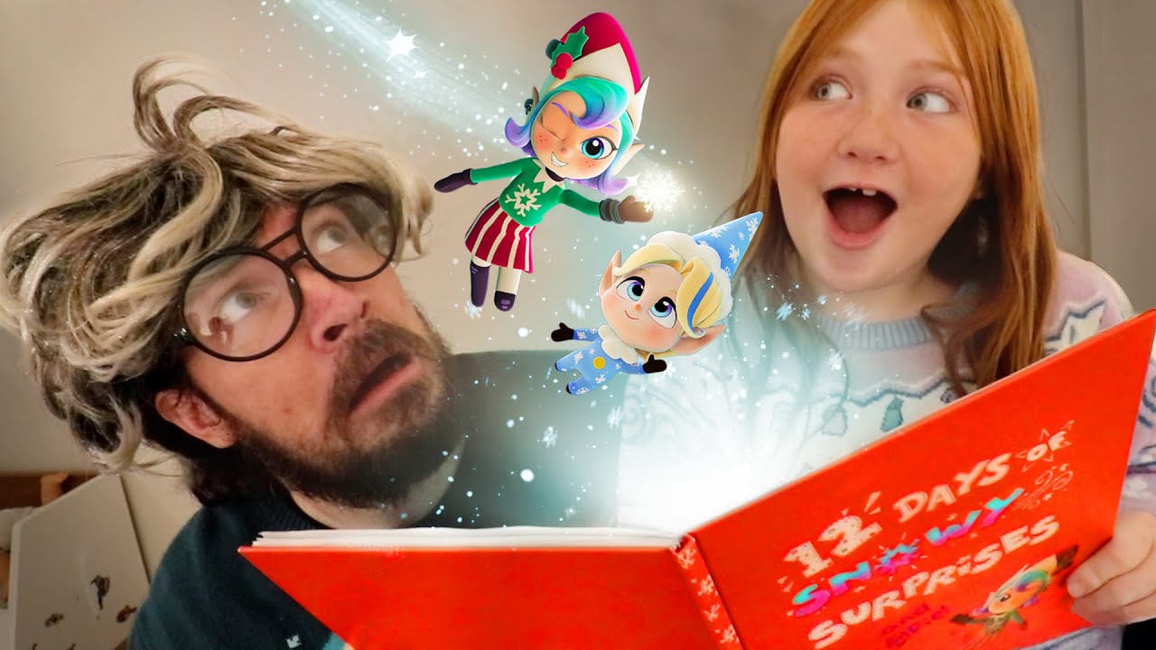 MAGiC ELF BOOK with SNOWY and ELFY!!  Library Dad reads fun christmas cartoons to Adley Niko & Navey