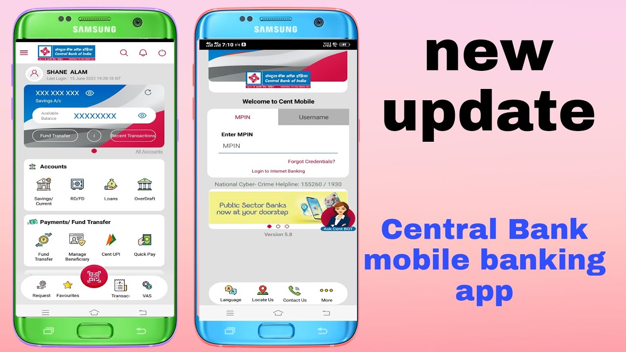 New update Central Bank ke mobile banking app ke andar Aaya Hai