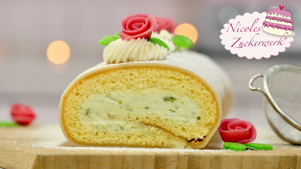 Pistazien-Biskuitrolle mit Marzipan I SUPERLECKER I Rezept von Nicoles Zuckerwerk