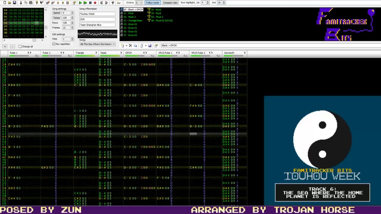 Famitracker Bits – The Sea Where the Home Planet is Reflected (Touhou 15) [VRC6]