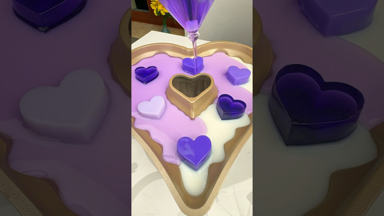 Let&acute;s Make Purple Heart Jelly Cake 💜💜💜 #jelly #gelatin #satisfying #dessert
