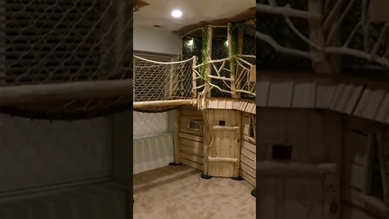 this dad build indoor treehouse to his son #shortsvideo #bestskills