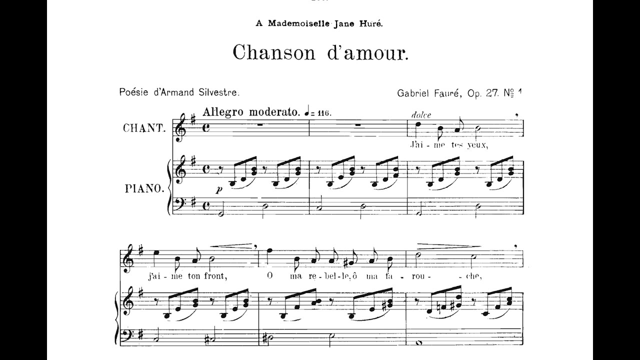 Chanson d'amour (G. Faure) - G Major Piano Accompaniment - Karaoke