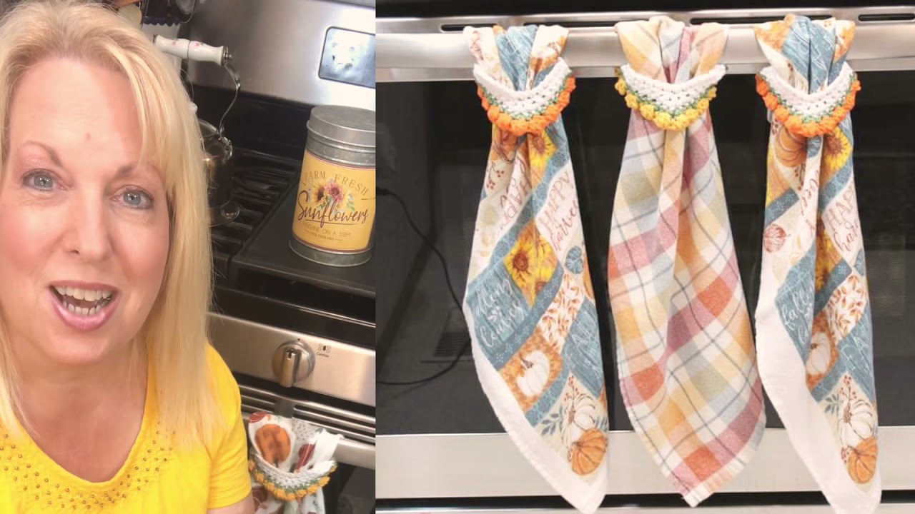 How To Add The Farmhouse Pumpkin Cluster Towel Topper To  Kitchen Towel