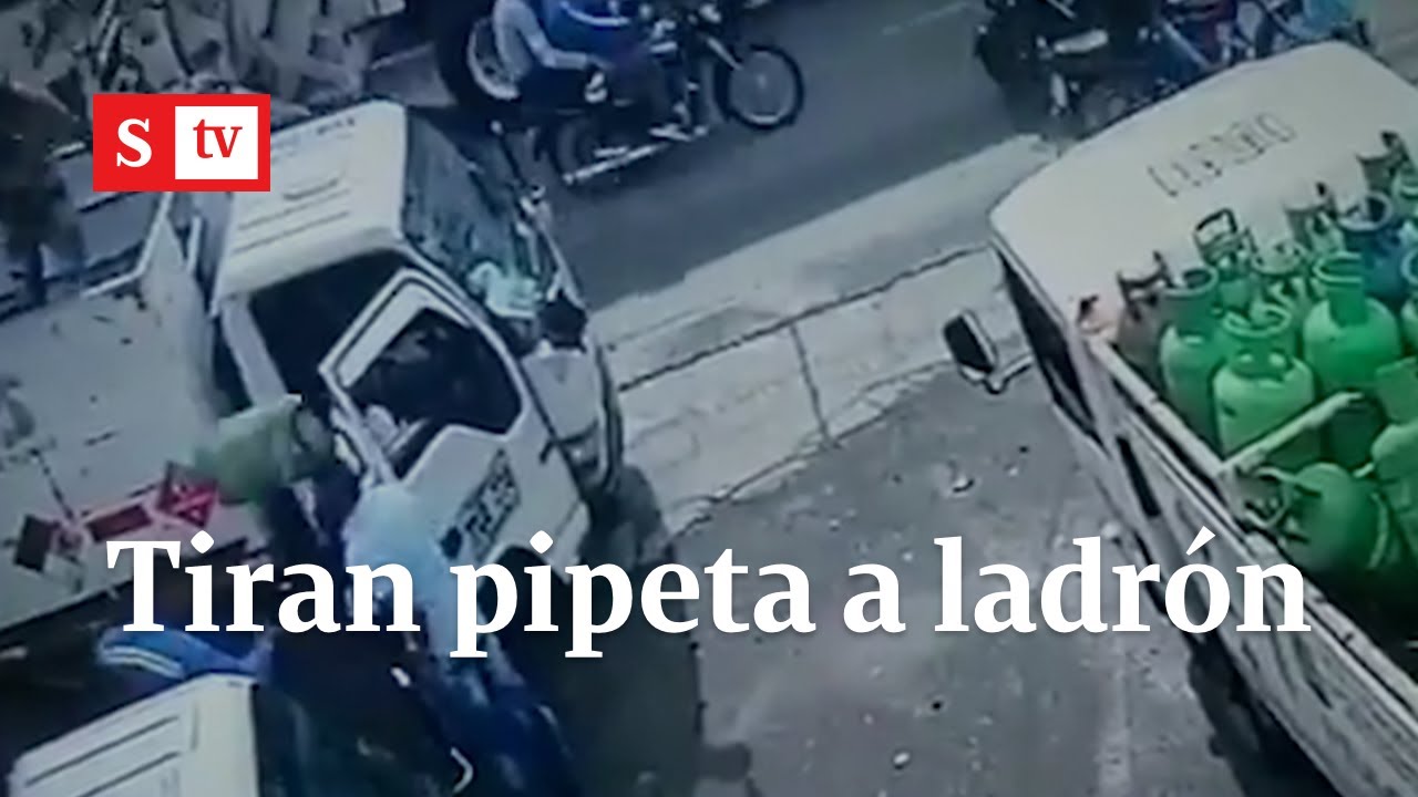 Vendedores de gas lanzaron un cilindro a ladr&oacute;n que los intent&oacute; robar | Videos Semana