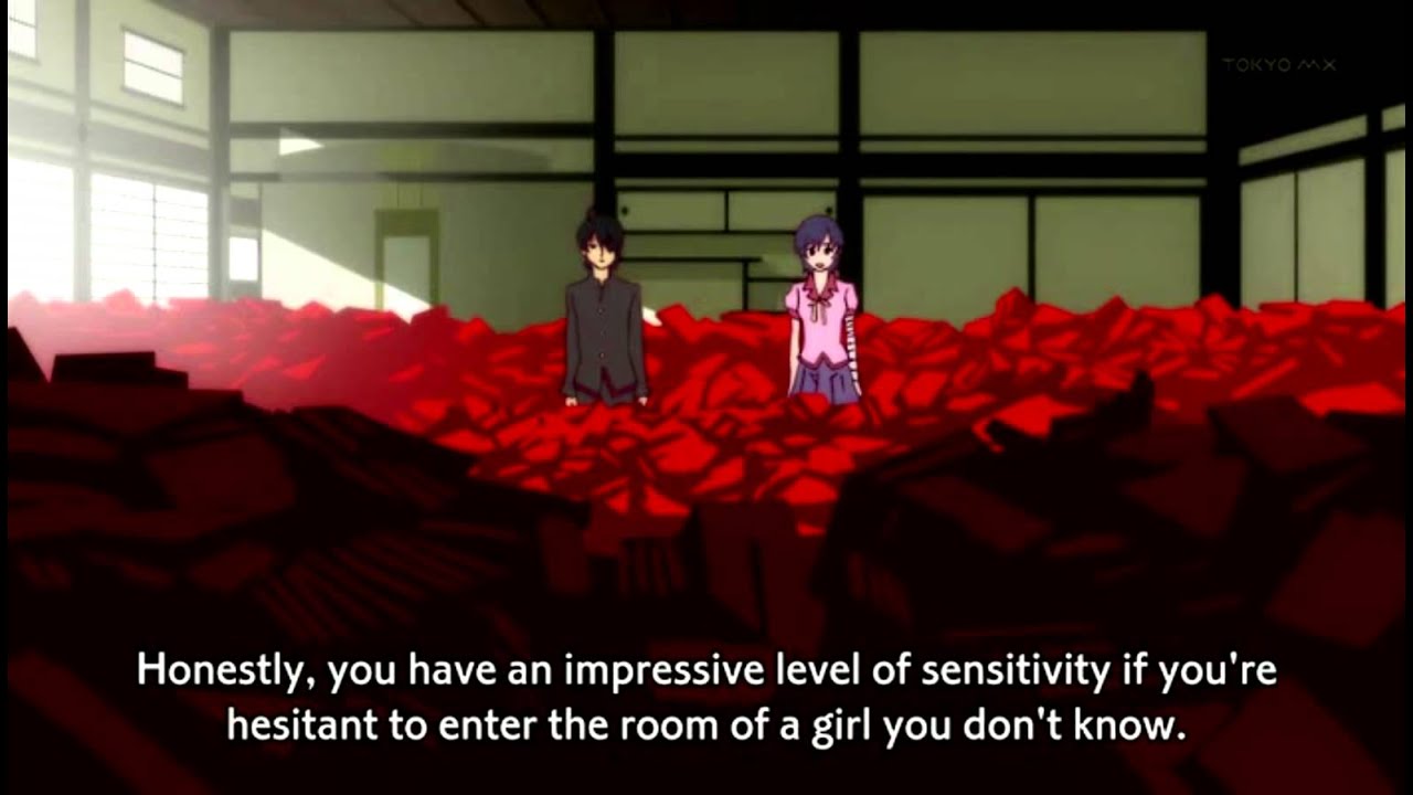Bakemonogatari book clean up scene