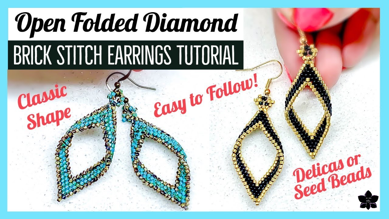 DIY Open Folded Diamond Brick Stitch Earrings Tutorial
