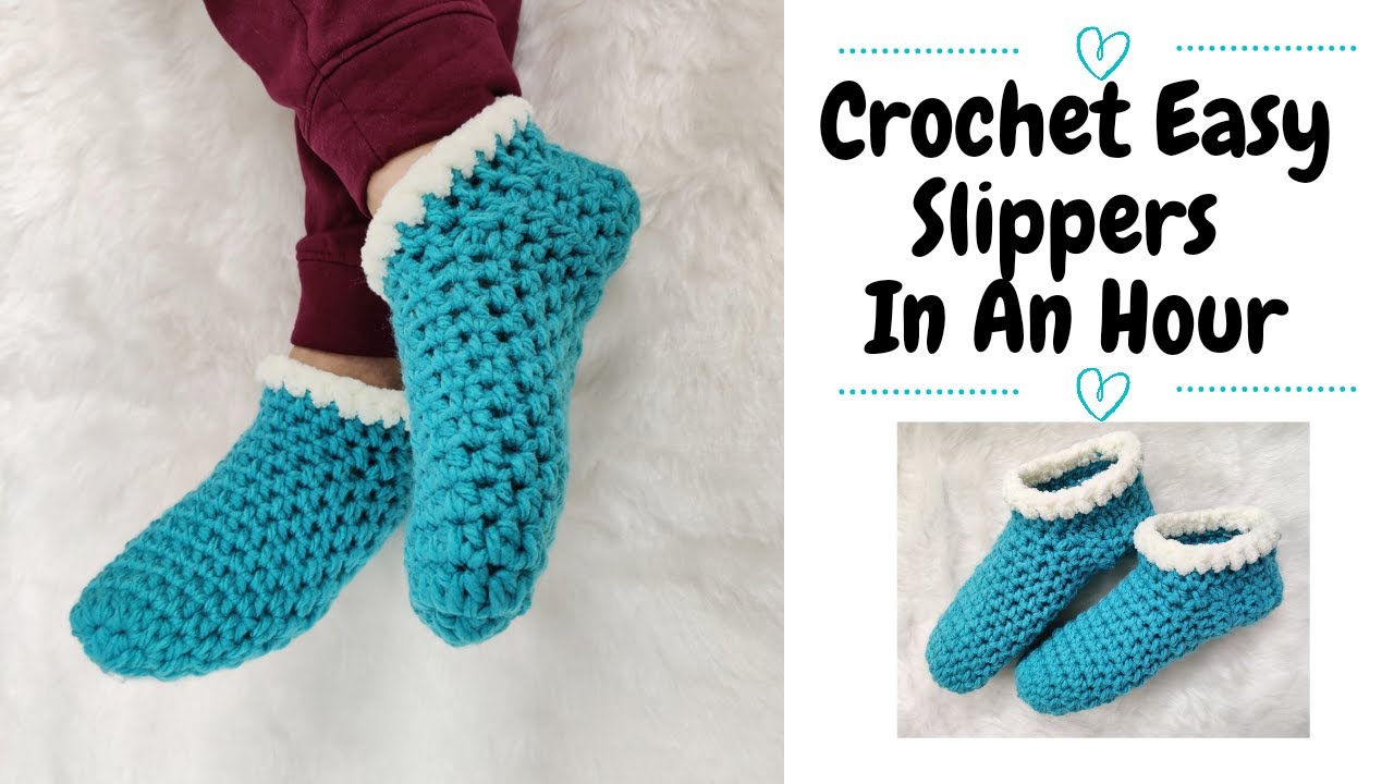 Crochet Chunky Slipper Socks NO EXPERIENCE NEEDED, Easy Beginner Tutorial Bernat Yarn Adult Booties