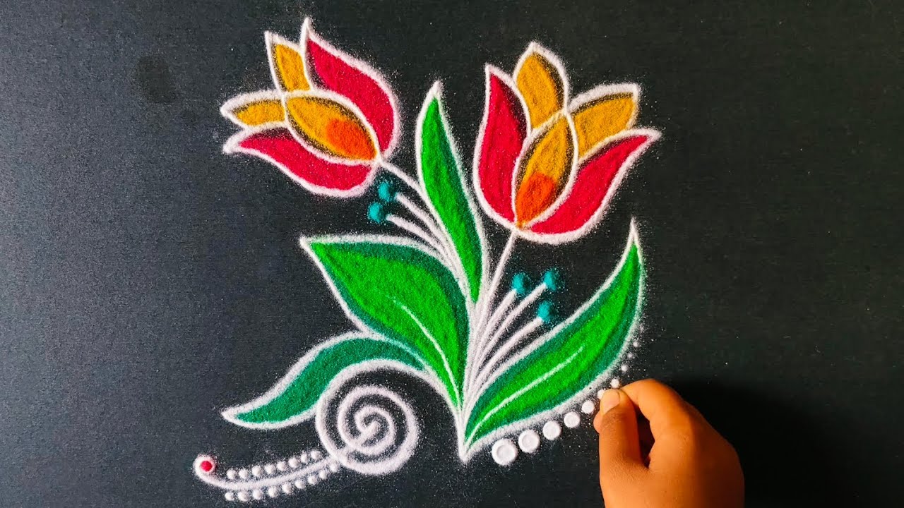 Beautiful border rangoli designs | Friday rangoli |Lotus rangoli | kolam rangoli | Border muggulu