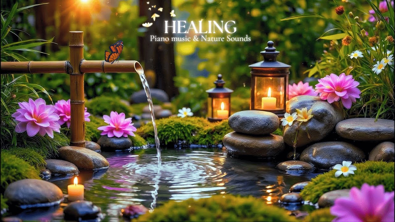 Bamboo Water Sounds with Relaxing Piano Music 🌿 Insomnia Relief, Anxiety & Depression