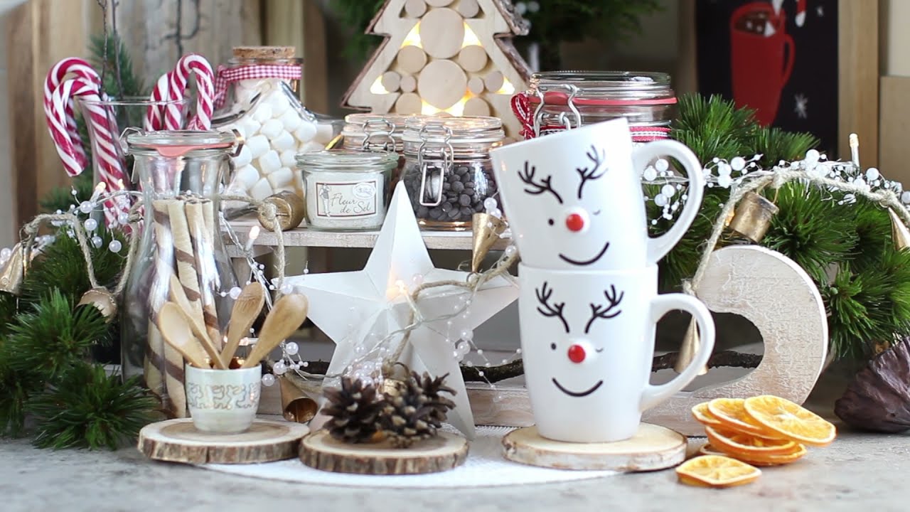 Space-saving hot cocoa bar/ hot chocolate station Ideas