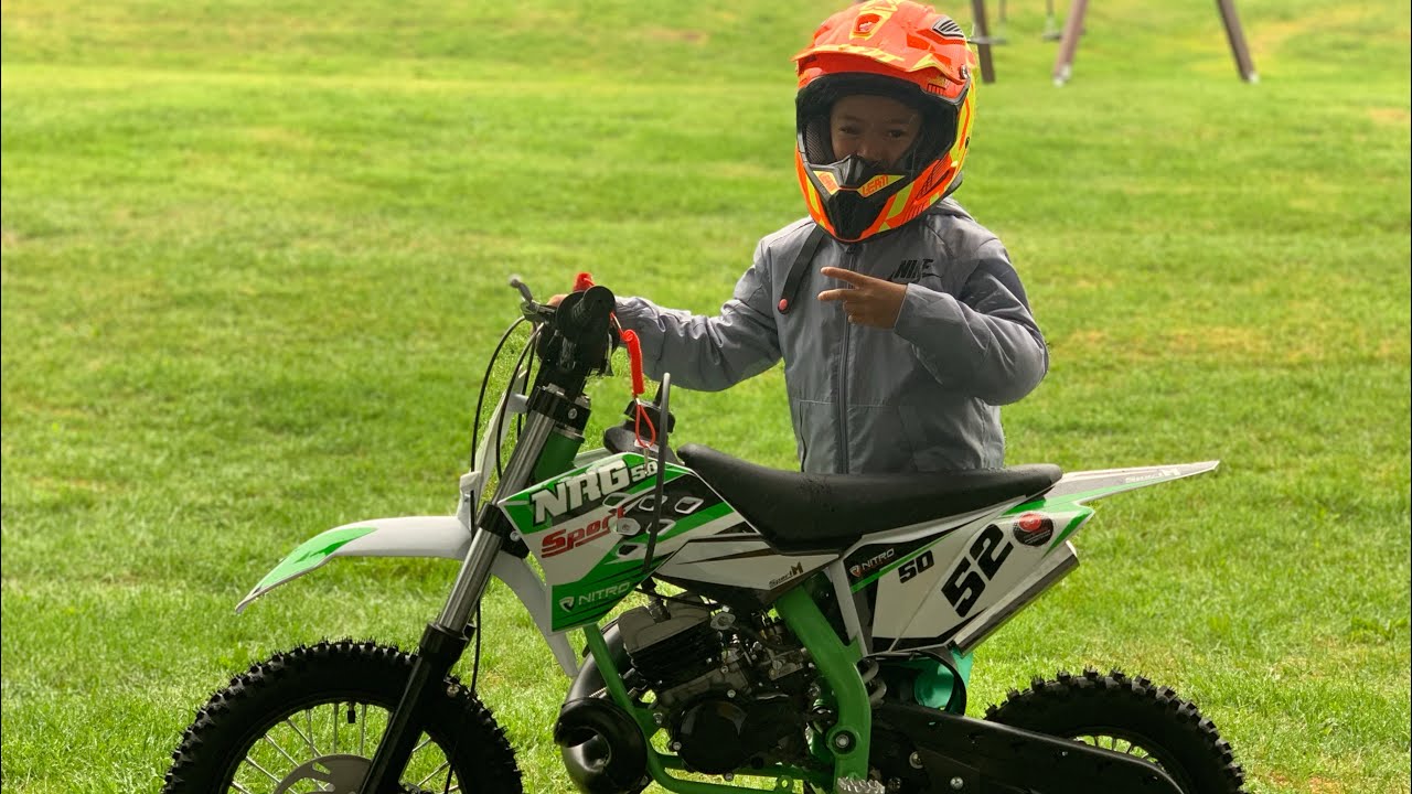 TMAX 6 years old with his new NRG 50cc Dirtbike
