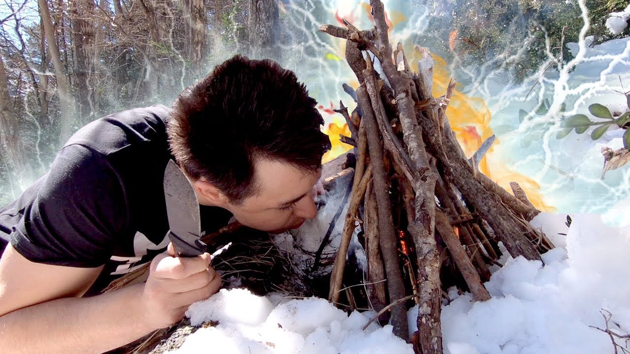 JE FAIS DU FEU DANS LA NEIGE ! Sans rien ! (+Barbecue)