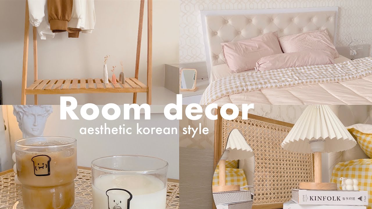 shopee haul 3.3 room decor aesthetic korea style 🥀📦 lampu lipit, sprei gingham, rak kayu!