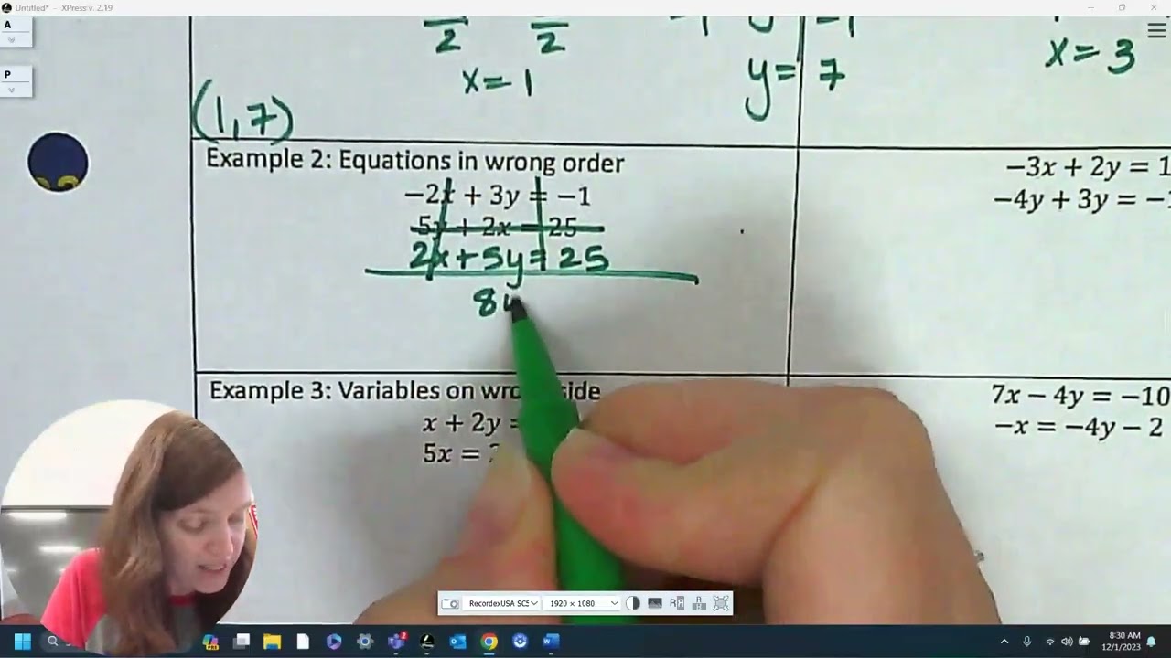 4.7 Solving Systems Using Elimination Alg 150