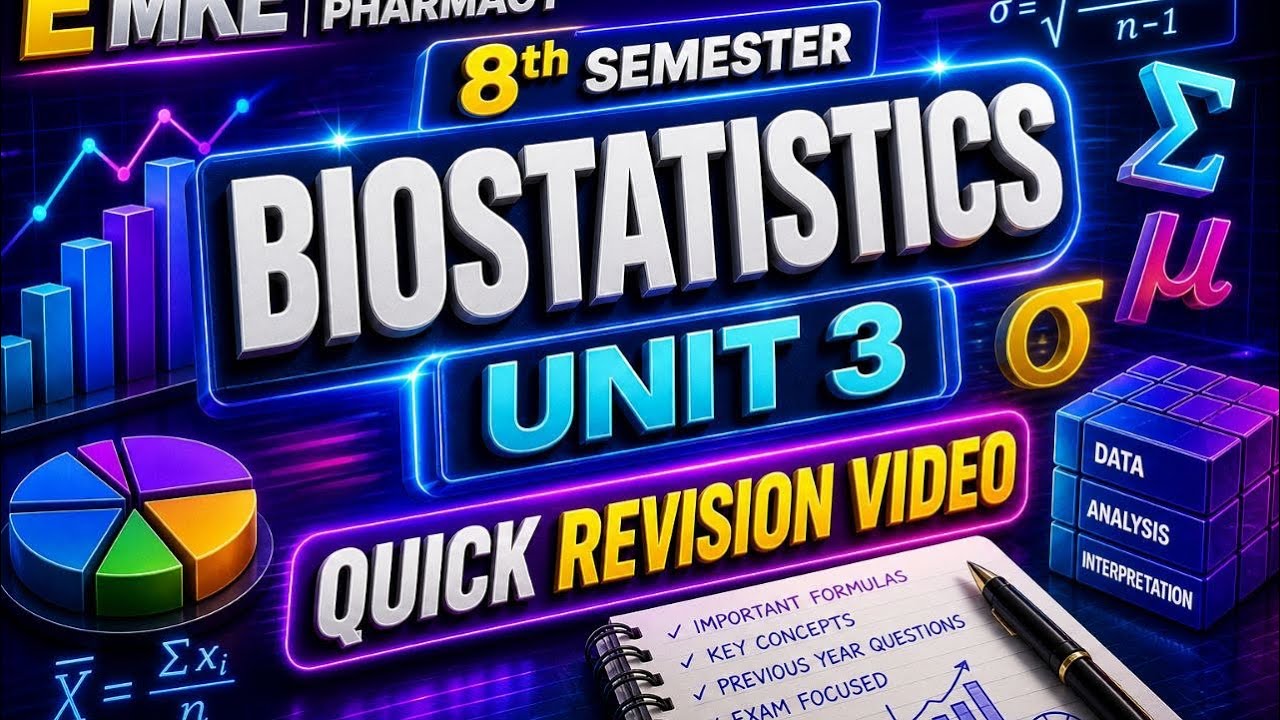 Biostatistics unit-3 | BPharma | 8th semester | Quick Revision Video #prashantpharmacy 