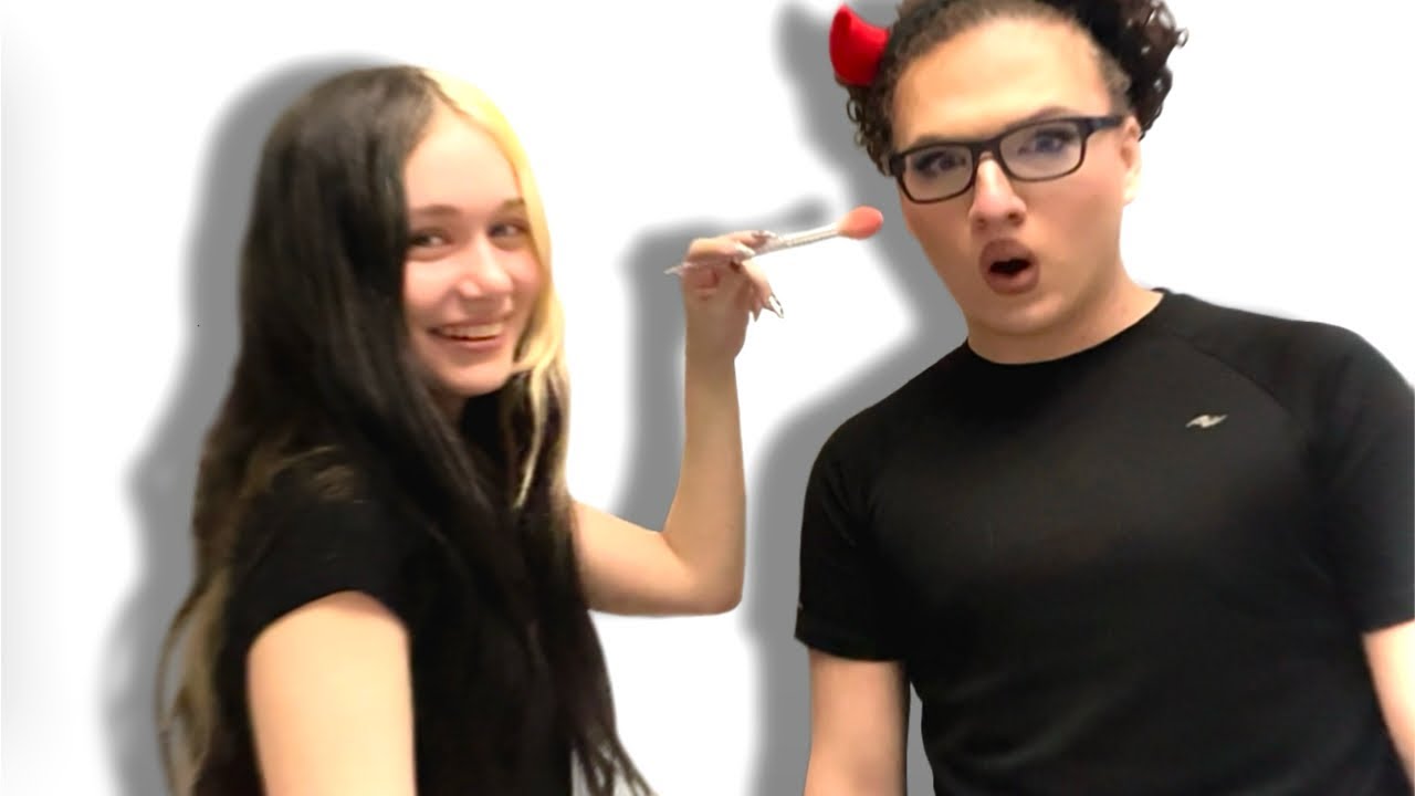 I DID MY BROTHERS MAKEUP (he lost the bomb chip challenge)