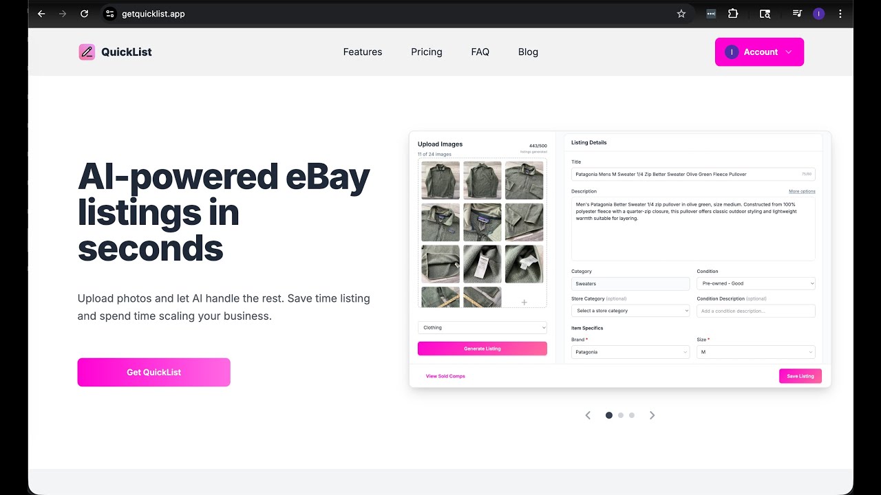 QuickList AI eBay Listing Tool | Bulk Listing Demo