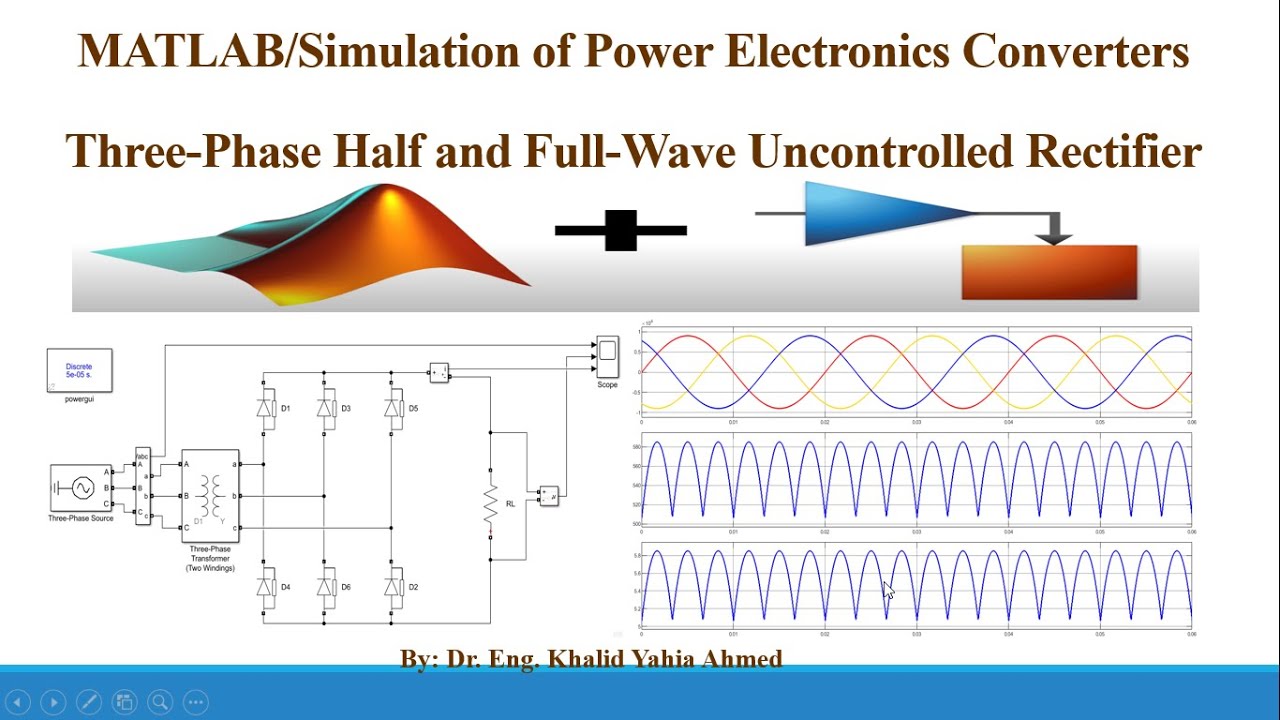 MATLAB/Simulation of Power Electronics Converters: Three Phase Half & Full Wave Diode Rectifier