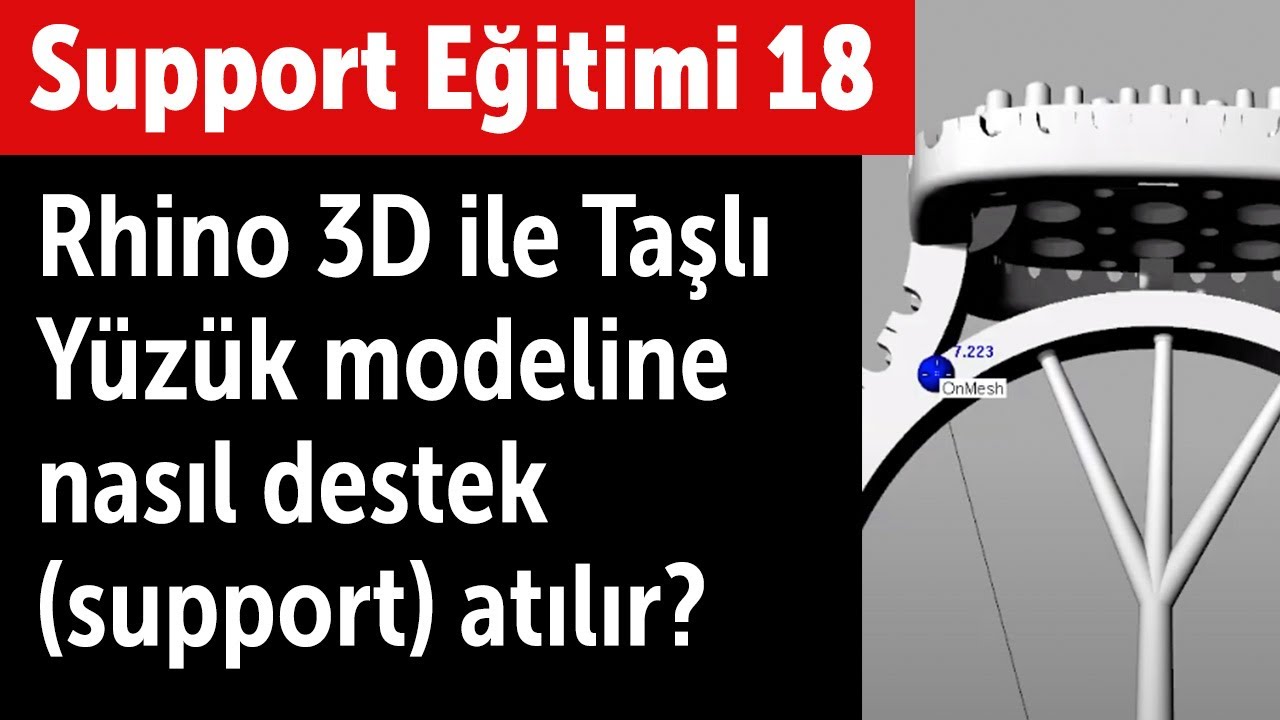 Support Eğitimi 18: Rhino 3D ile Taşlı Yüzük modeline nasıl destek (support) atılır?