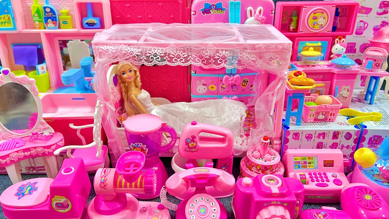 14 Minutes Satisfying with Unboxing Barbie Princess Pink Furniture Collection Toys Review | ASMR