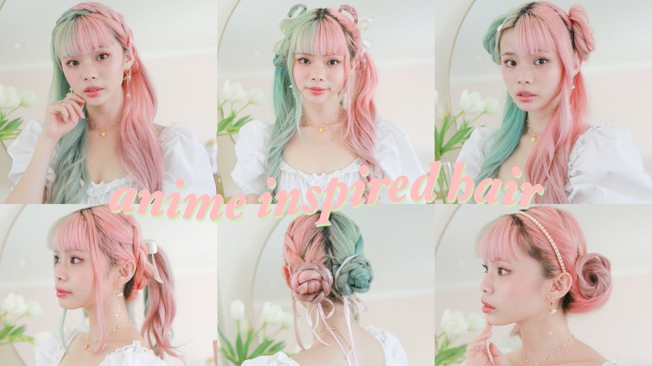 6 CUTE & EASY anime inspired hairstyles 🌸🌿 your name, utena, violet evergarden, code geass + more!
