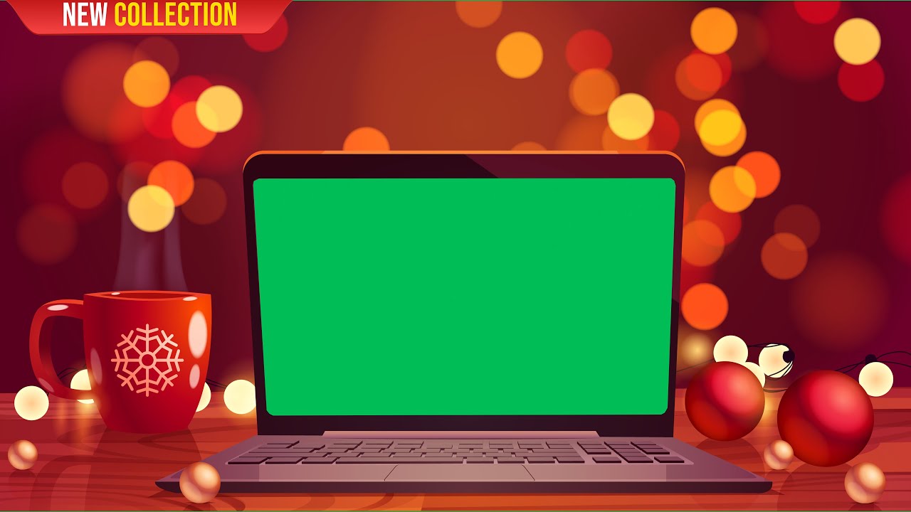 Green Screen Christmas Laptop Mockup Template | 4K | Global Kreators