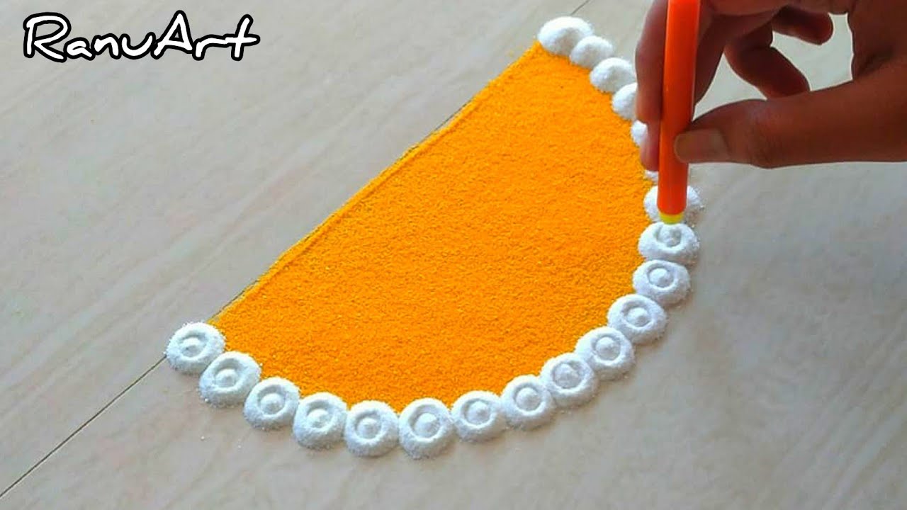 Half Circle Rangoli Design For Festival/New Year 2021 Kolam Design/Mandala Design/Satisfying Art