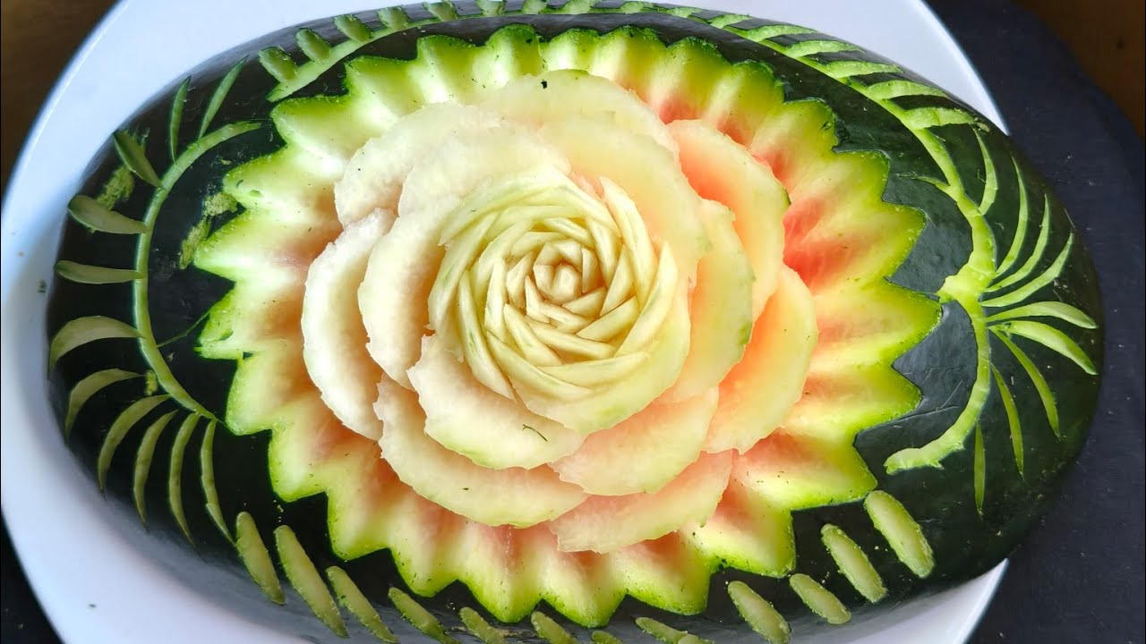 jeetu chef fruit carving  is live watermelon 🍉🍉🍉🍉🍉 carving meke Ameging flower cutting skill viral