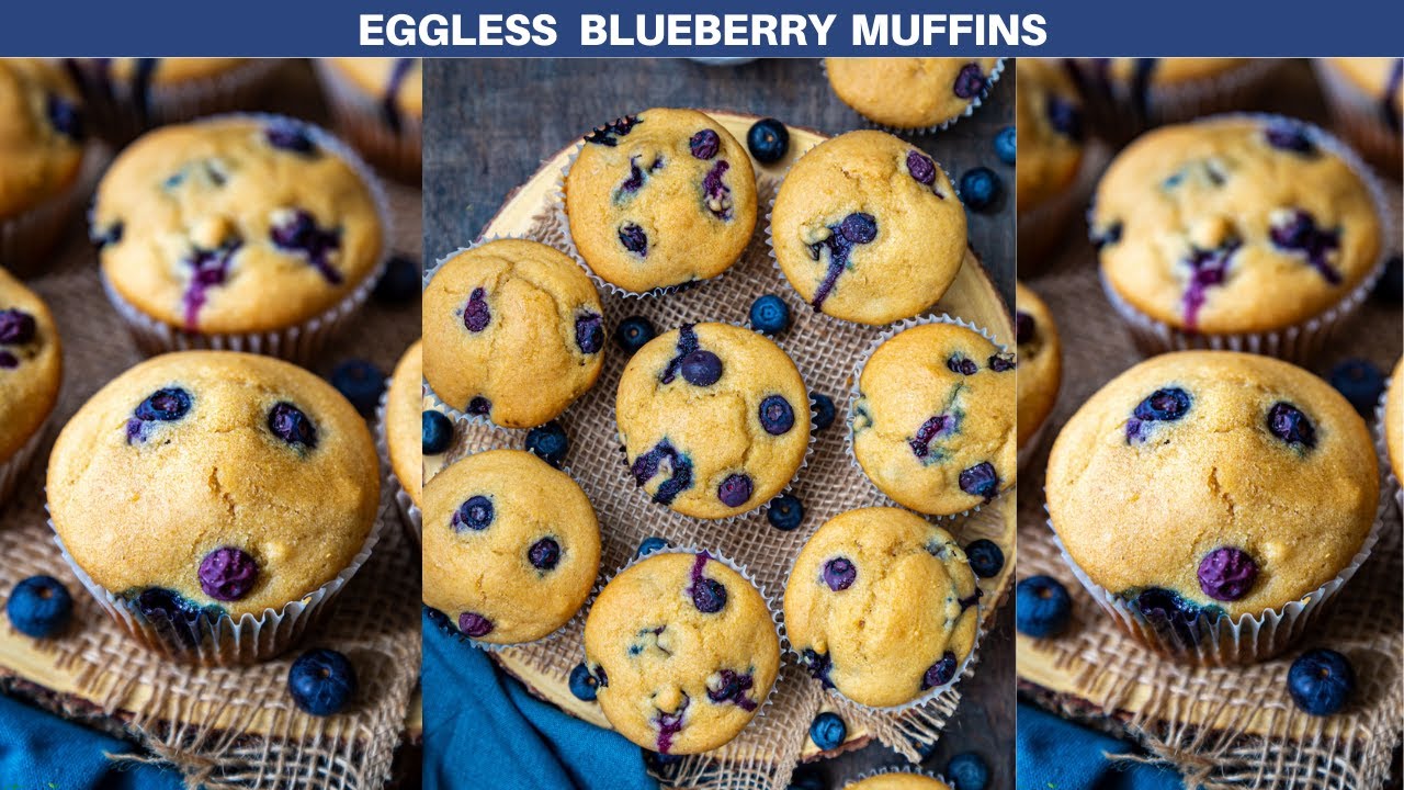 Eggless Blueberry Muffins (with wholewheat flour)