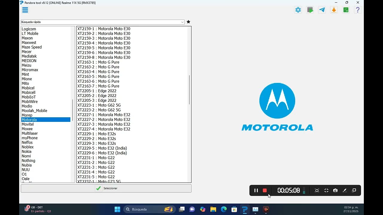 elimina FRP y MDM de MOTO G35 con pandora