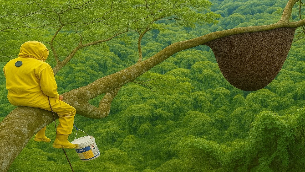 Extreme Wild Honey Harvesting on a Giant Tree  Dangerous Jungle Climb