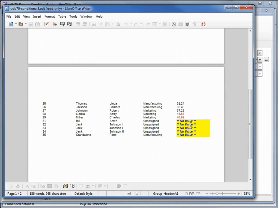 LibreOffice Base (70) Reports – Conditional