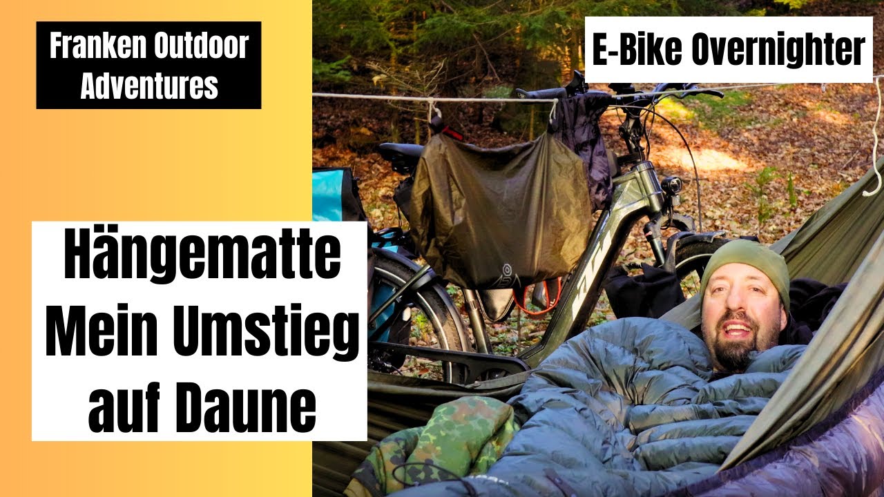 E-Bike Overnighter Tour im Wald | Umstieg auf Daunen Top / Underquilt in der Hängematte