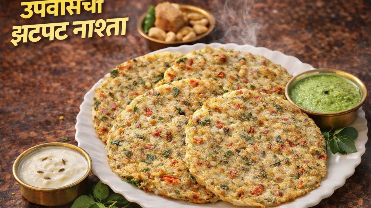 फक्त २चमचे तेलात उपवासाचा झटपट Vegie Bun Dosa | Upwasacha Dosa | Bun Dosa | 